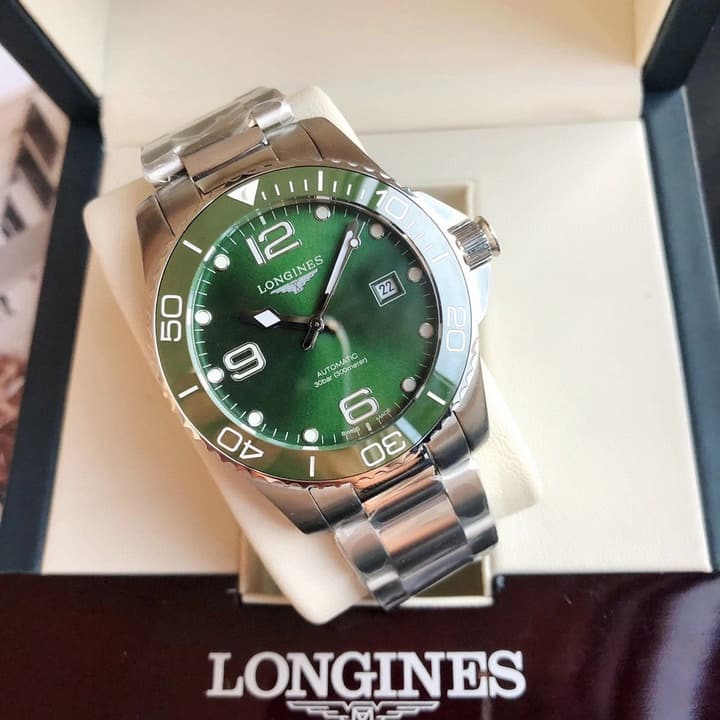 Longines Conquest Automatic Diver Watch in Green Dial With Steel Bracelet