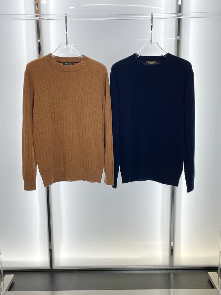 Loro Piana Men's Casual Knit Sweater in Camel Brown Sweater