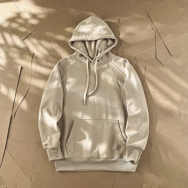 Ami Paris Ami de Coeur Macaron Zip Hoodie in Pastel Pink