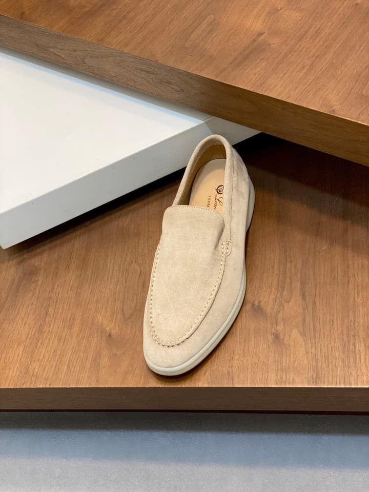 Loro Piana Suede Leather Slip-On Loafers in Black Suede
