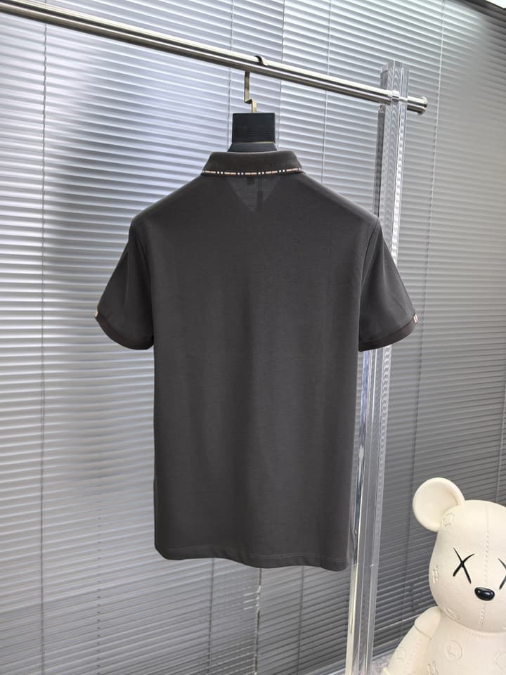 Burberry Embroidered Logo Piqué Cotton Polo Shirt – 2026SS in Dark Grey