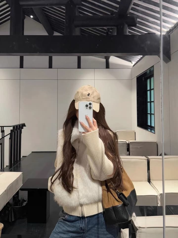 Moncler Convertible Faux Fur Jacket in Blended Beige Faux Fur