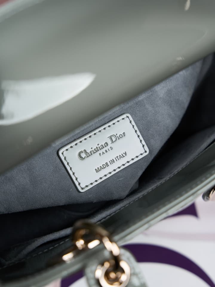 Dior Lady Dior Handbag in Black Patent Leather