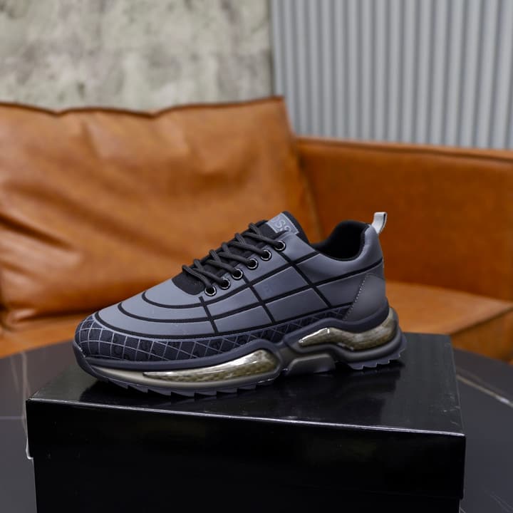 Boss Men's Knit Sport Sneakers in Grey