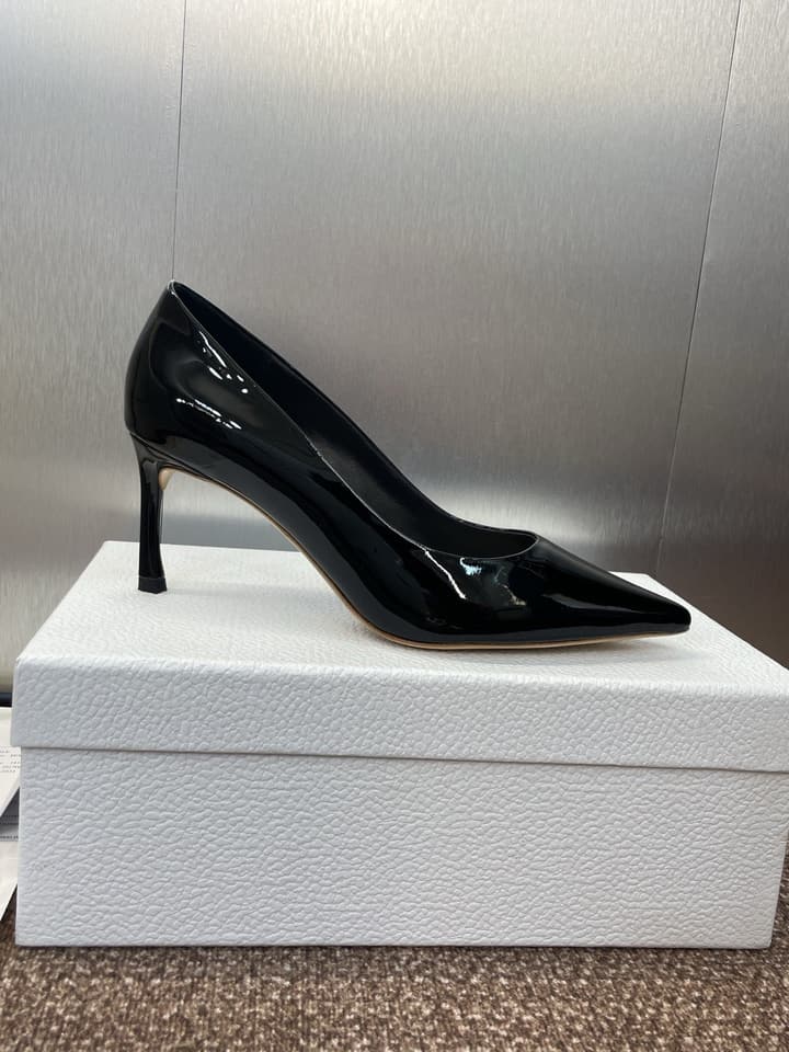 Dior CD Logo Pointed Toe Pumps – 2025 Spring/Summer Haute Couture Collection in Shiny Black Flat