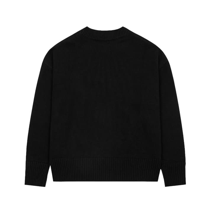 Ami Paris Classic Heart Embroidered Crewneck Sweater in Black