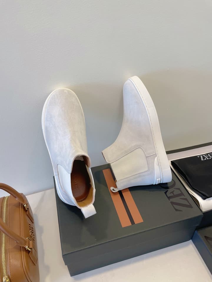 Zegna COUTURE Triple Stitch Leather Sneakers in Black Suede With Dark Sole