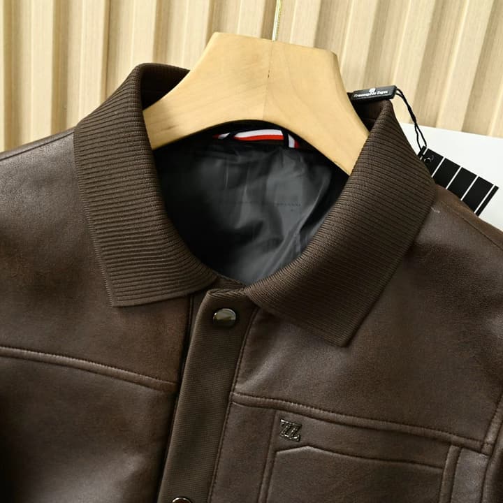 Zegna Lapel Leather Jacket – 2025FW in Classic Black