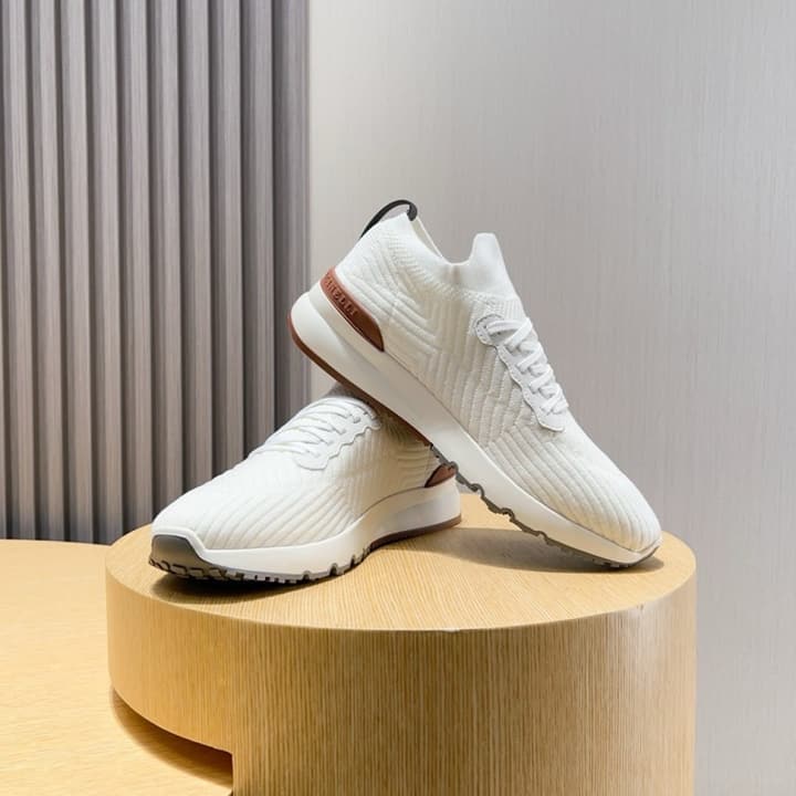 Brunello Cucinelli Men's Flyknit Sneakers – New Collection in Black Smooth