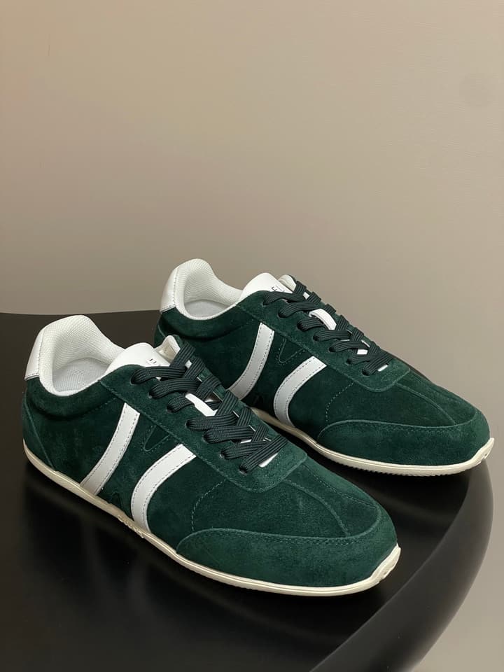 Celine Jogger Triomphe Low-Top Sneakers – 25SS Collection in Dark Green Suede
