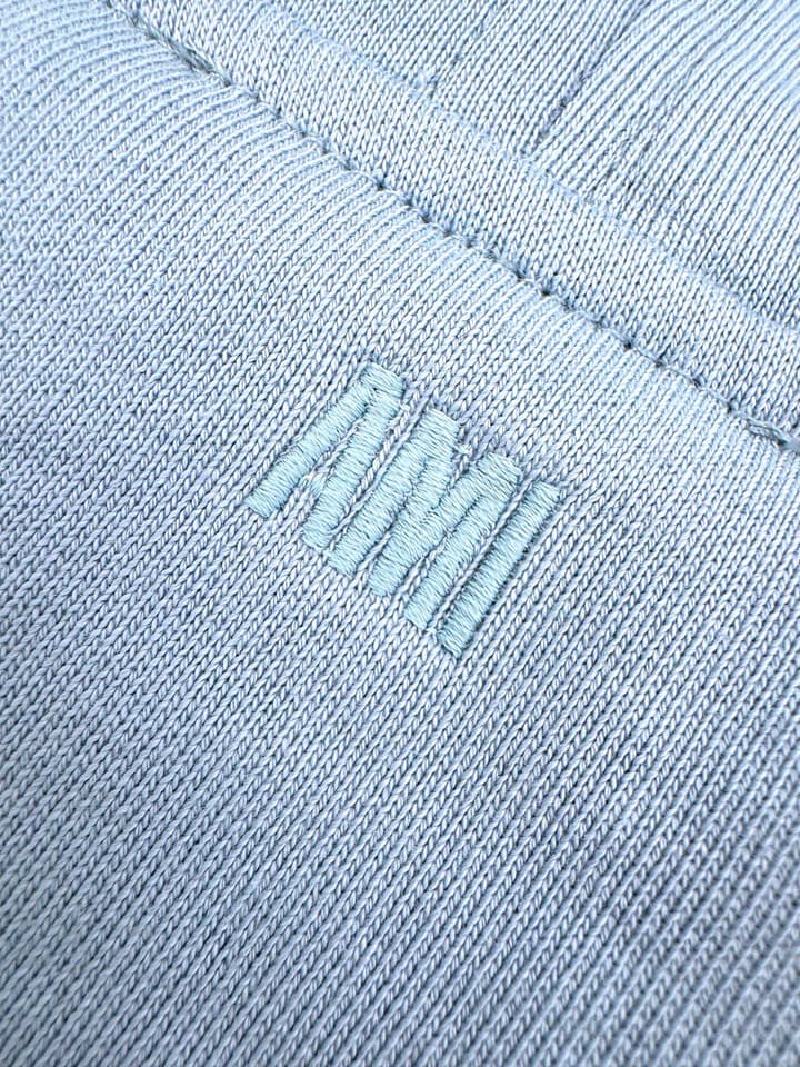 Ami Paris Heart Embroidery Zipper Jacket in Misty Sea Blue Zip Hoodie