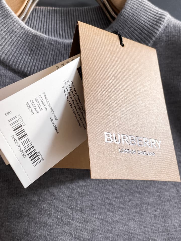 Burberry Half-Zip Wool Blend Sweater in Black Logo