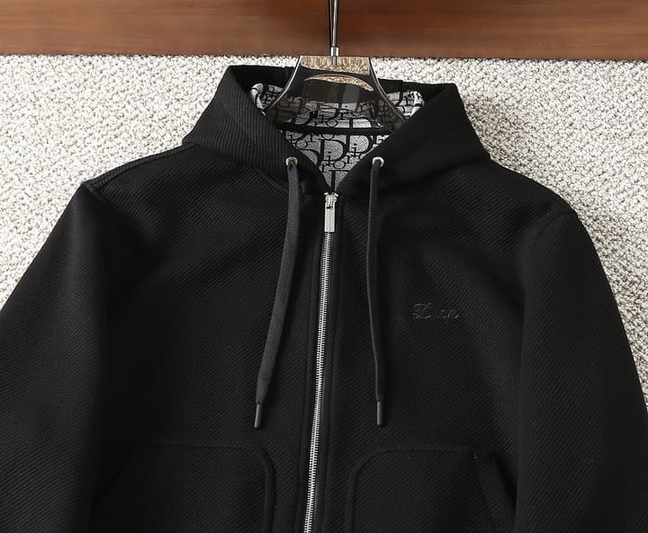 Dior Oblique Monogram Sweatshirt Jacket – 25SS Early Autumn Collection in Classic Black