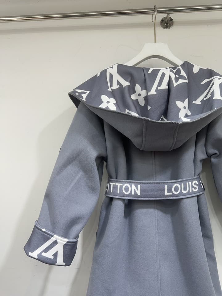 Louis Vuitton Long Wool Overcoat in Gray Monogram Coat