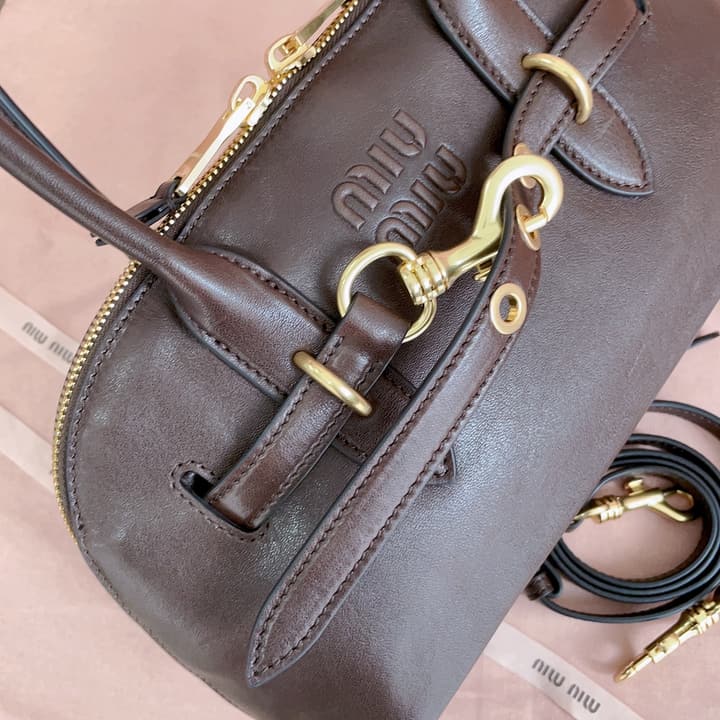 Miu Miu Aventure Nappa Leather Bowling Bag