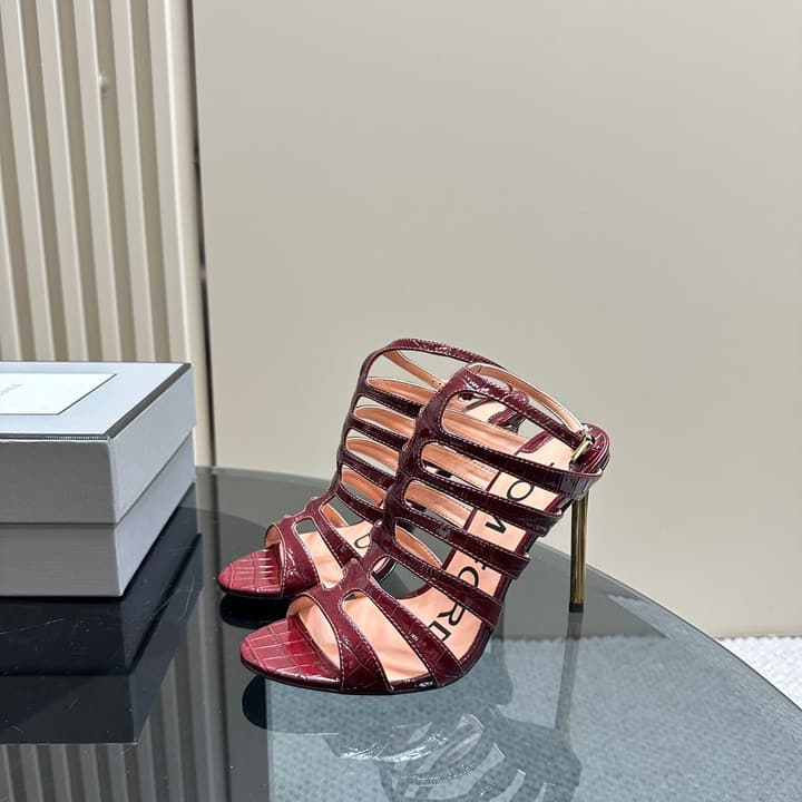 Tom Ford Metallic Slingback Mesh Heels – 2024 Runway Collection in Beige