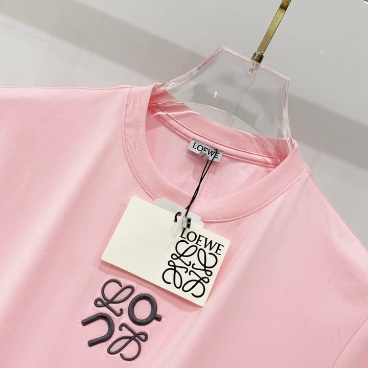 Loewe Mercerized Cotton Embroidered Logo T-Shirt in Black