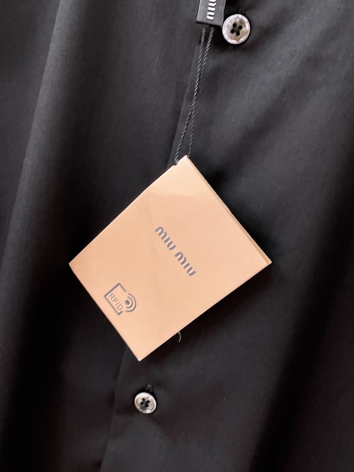 Miu Miu Embroidered Logo Long-Sleeve Shirt – 2025SS in Black