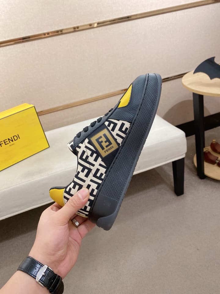 Fendi Calfskin Leather Loafers in Navy White Monogram