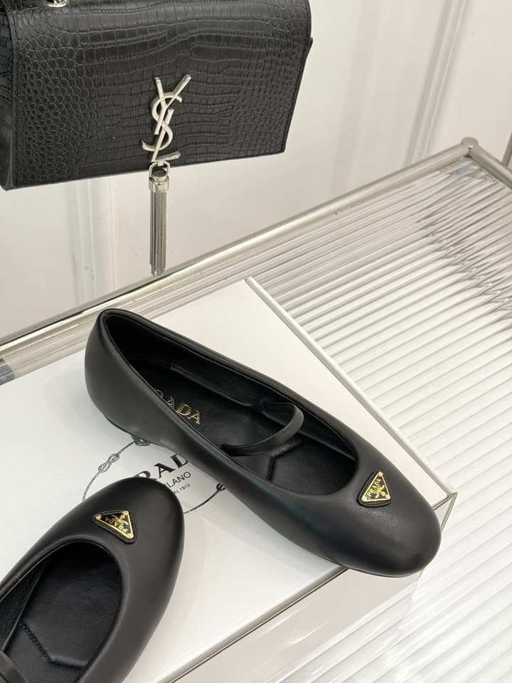 Prada Classic Mary Jane Flats in Cream