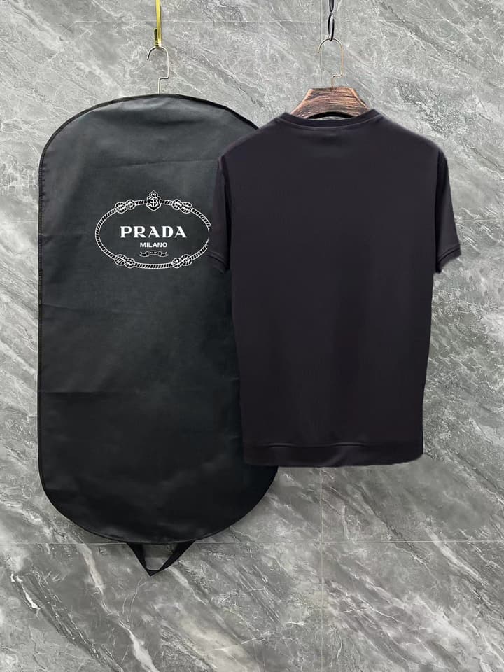 Prada Unisex Mercerized T-Shirt – 25SS Collection in Black