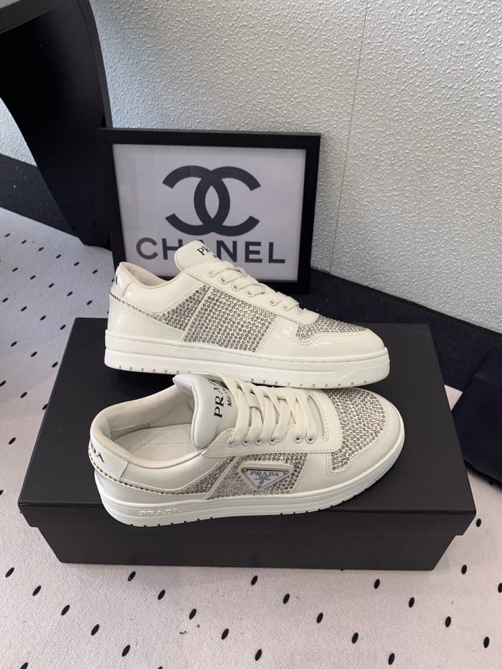Prada Studded Leather Casual Sneakers