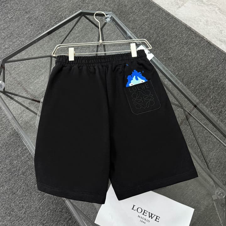Loewe Classic Element Print Shorts – Spring/Summer Collection in Black With Blue Text