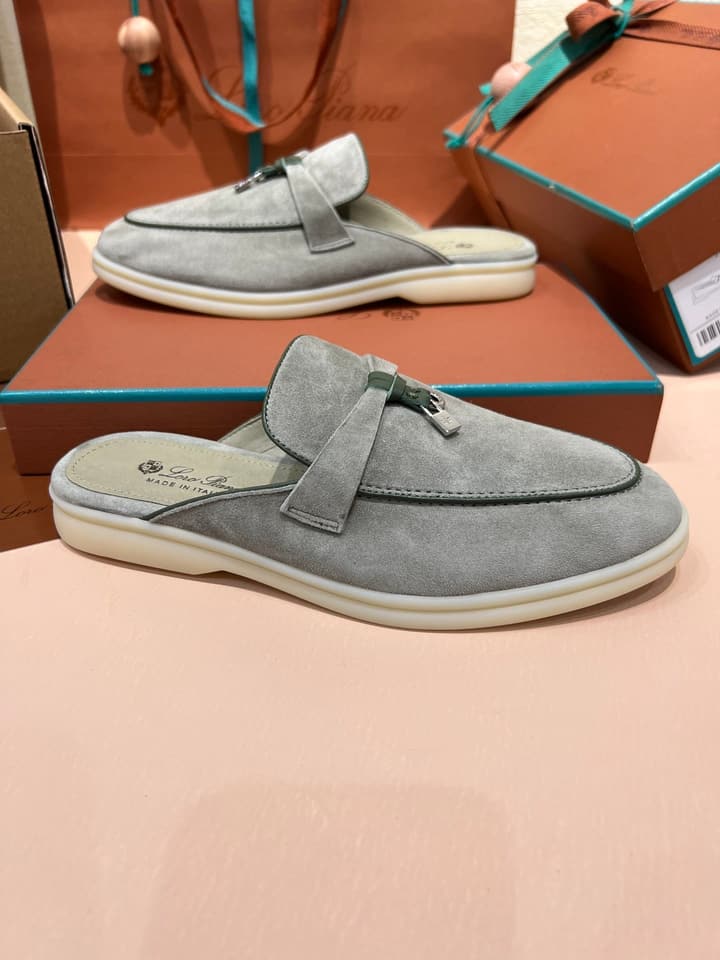 Loro Piana Women's Mules in Aqua Blue Suede