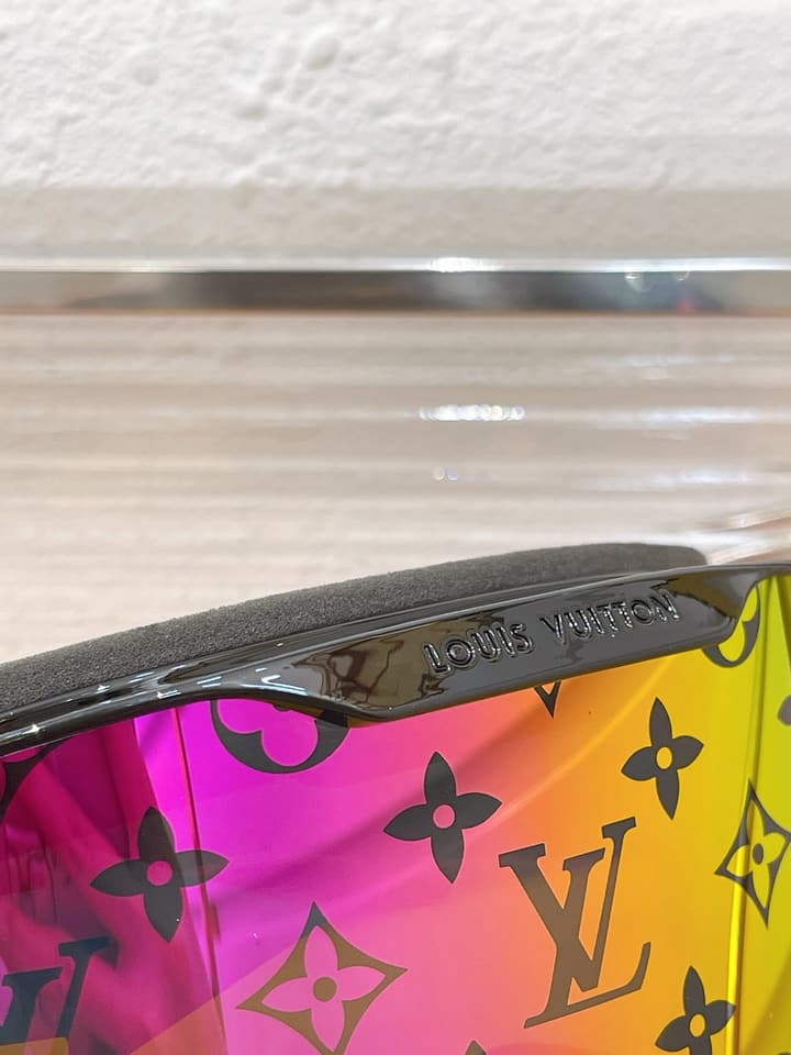 Louis Vuitton Ski Goggles in Blue Iridescent Lens With Red Frame