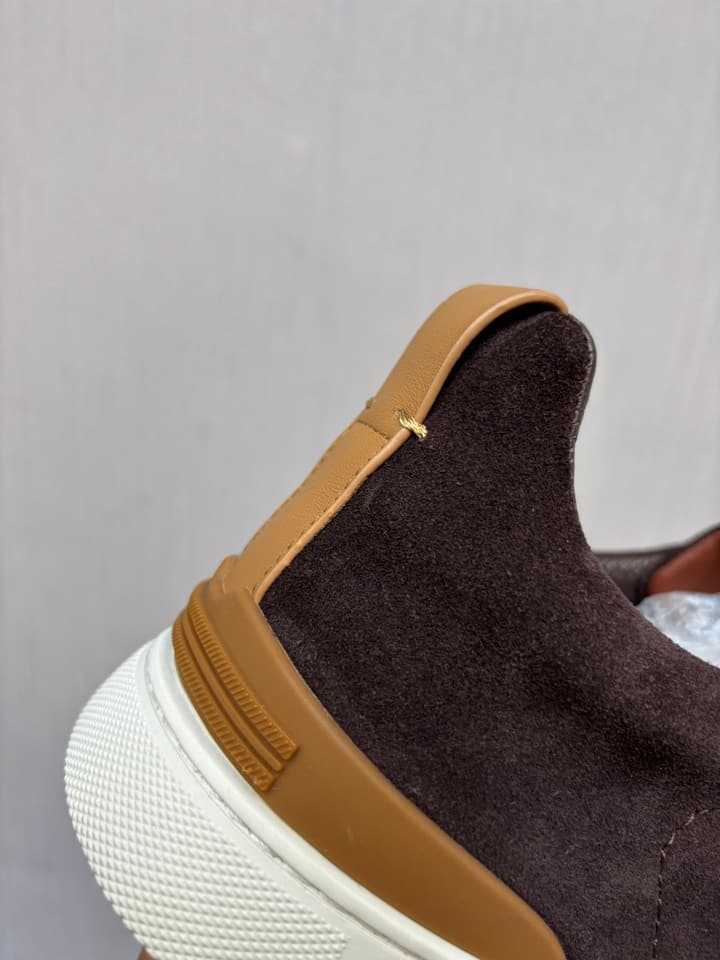 Zegna Top-Tier Calfskin Driving Shoes in Black Suede With Gum Sole