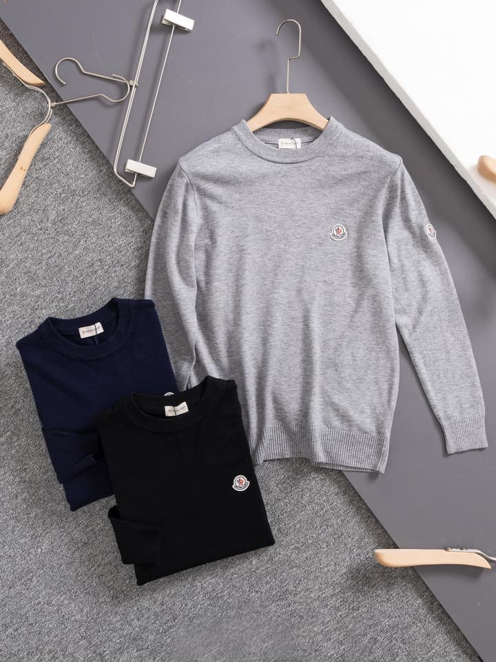 Moncler Round Neck Knit Sweater – 2024 Collection in Black
