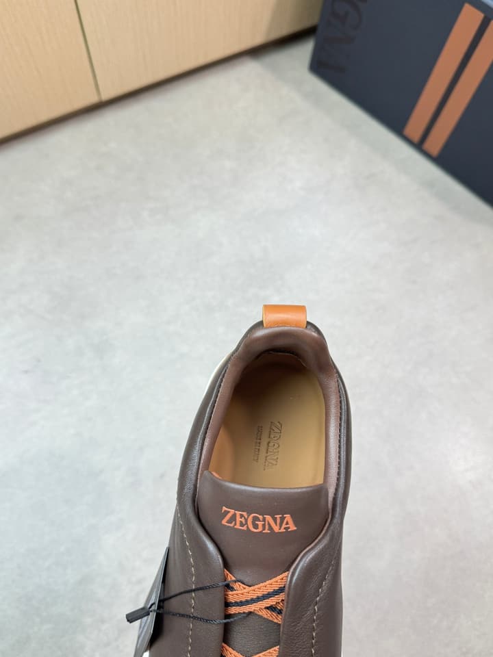 Zegna Triple Stitch Nappa Leather Slip-On Sneakers in Black