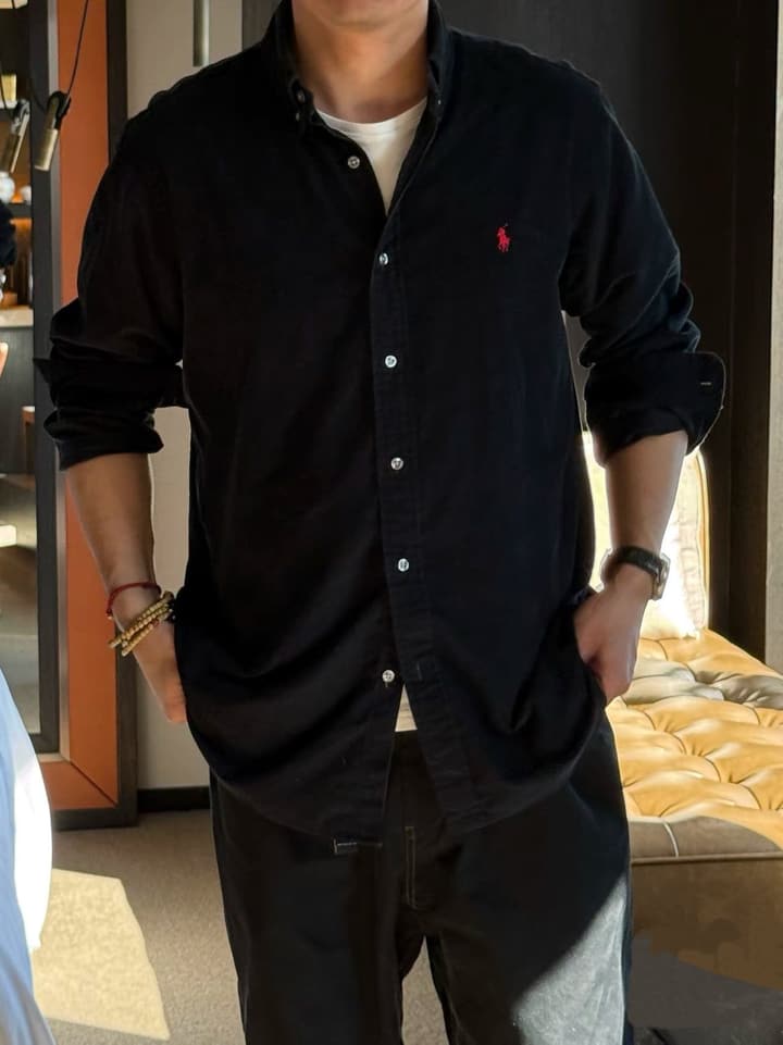 Ralph Lauren Unisex Oxford Long Sleeve Shirt in Black