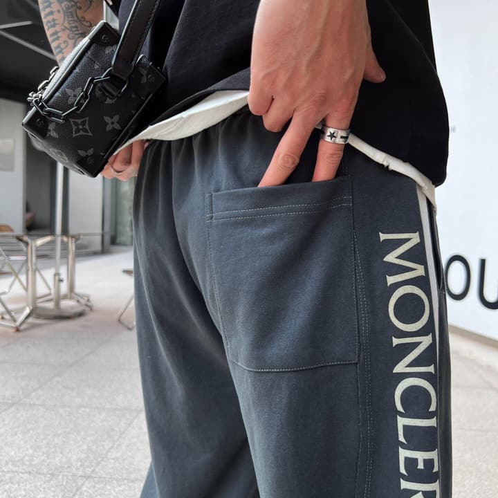 Moncler Logo Print Webbing Jogger Pants – 2023 Spring/Summer Collection in Black