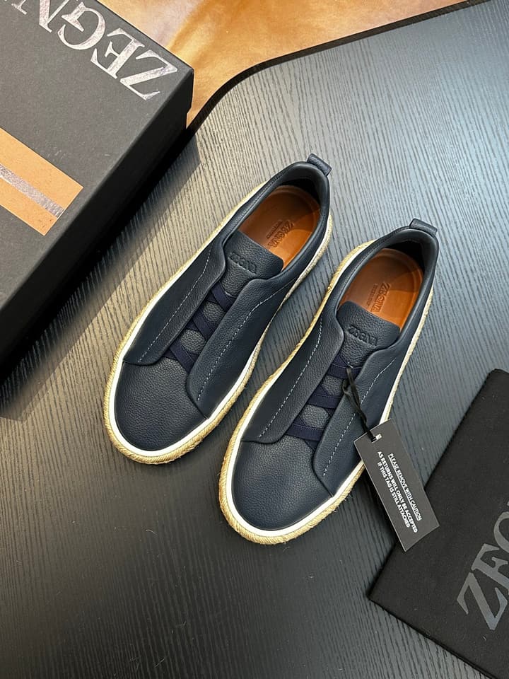 Ermenegildo Zegna Triple Stitch Low-Top Sneakers in Black Suede