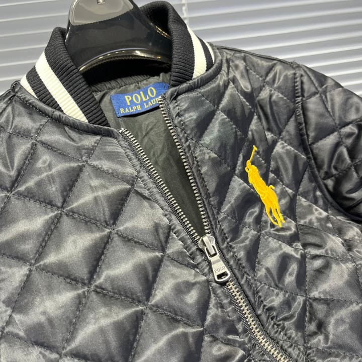 Ralph Lauren Embroidered Pony Puffer Jacket in Classic Black With Yellow Logo