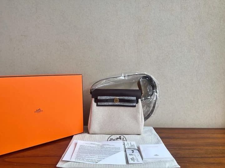Hermès Mini Herbag – Ebony/Light Beige – Gold Hardware