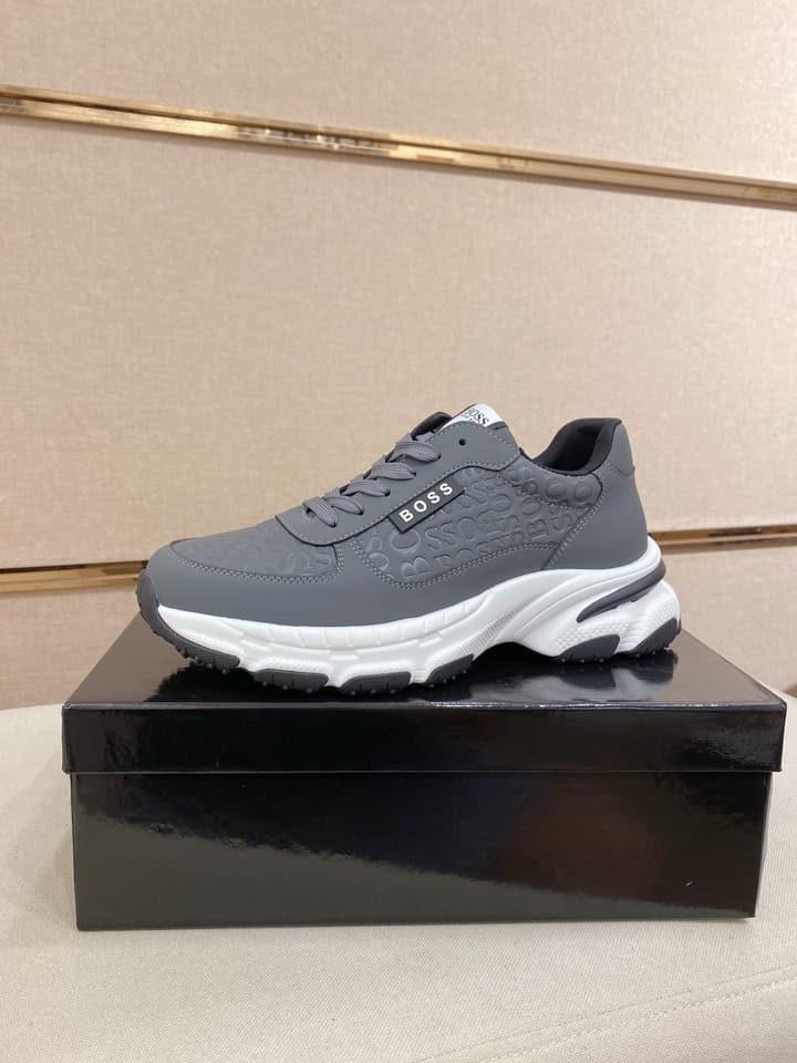 Boss Men's Casual Leather Sneakers in Blue