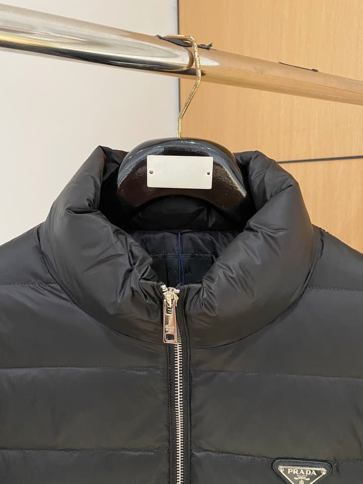 Prada Spliced Knit Down Jacket – FW2024 in Black Knit Down Jacket