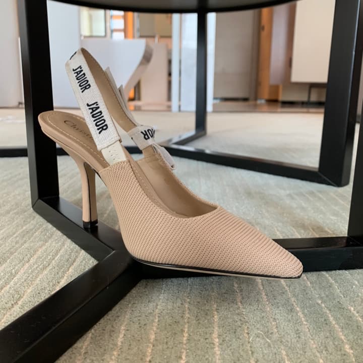 Dior J'Adior Technical Fabric Slingback Pumps in Apricot Technical Fabric