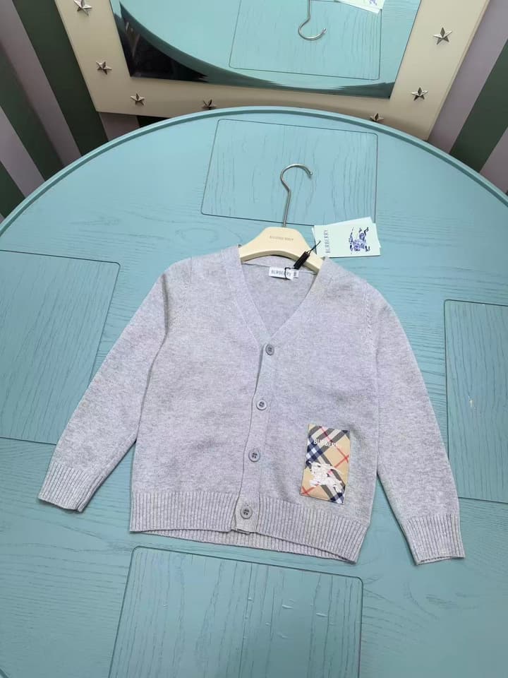 Burberry Classic Kids Knit Cardigan – 2025SS in Light Grey Knit Cardigan