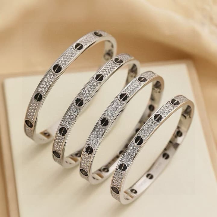 Cartier LOVE Pave Bracelet in Rose Gold Tone Bracelet