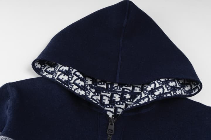 Dior Reversible Jacquard Cashmere Hooded Cardigan – 20SS in Blue