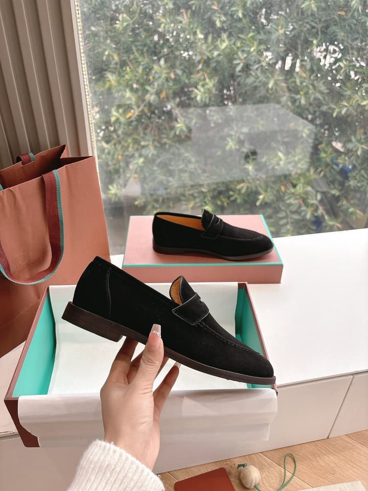 Loro Piana Loafers in Black Suede
