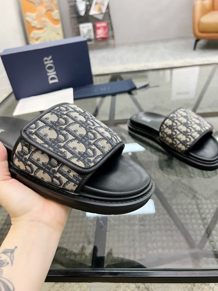 Dior Luxury Slides in Black Textured