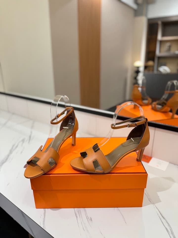 Hermès Classic Palm Grain Cowhide Heels – 6.5cm in Black