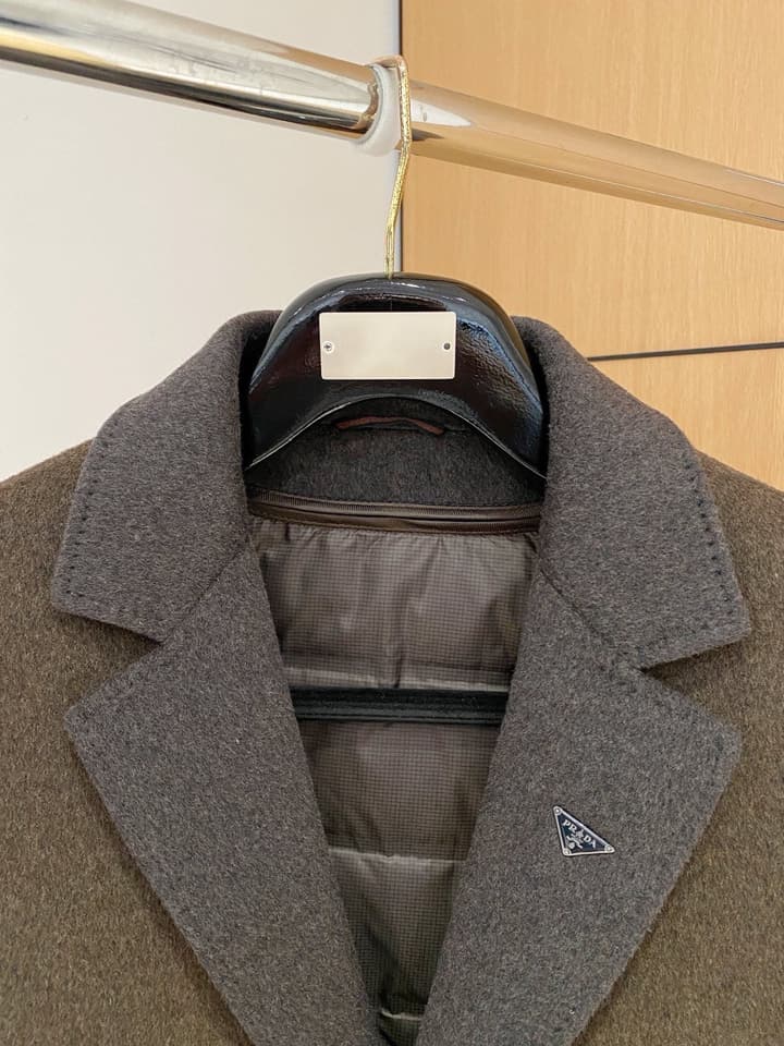 Prada Men's Wool Kensington Coat – 2025FW in Charcoal Gray Wool Coat