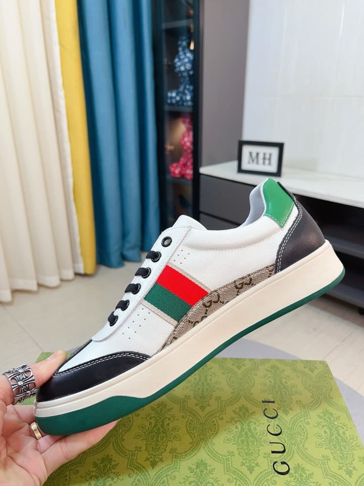 Gucci New Season Casual Fashion Sneakers in Black With Web Stripe