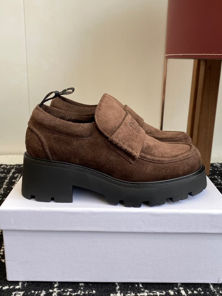 Celine Lisa Platform Loafers – 25SS Autumn/Winter Collection in Brown Suede Velcro
