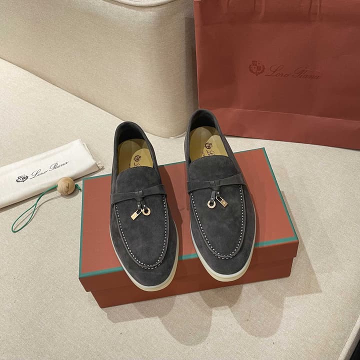 Loro Piana Summer Charms Walk Moccasin Loafers in Bright Orange Leather
